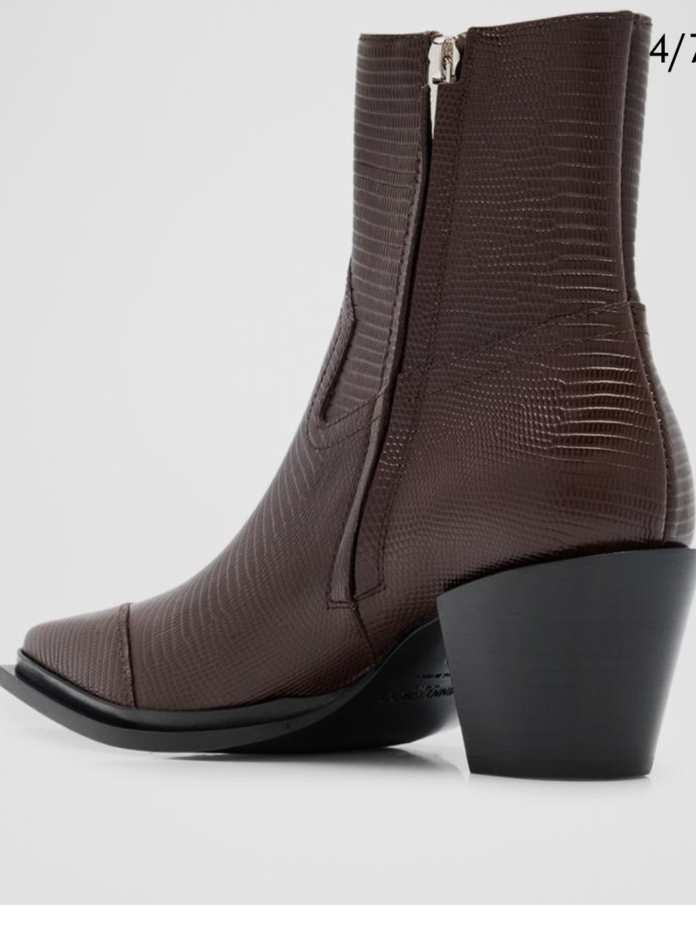 Jimmy Choo Brown Lizard-Embossed Pointed-Toe Ankle Boots - Picture 3 of 13